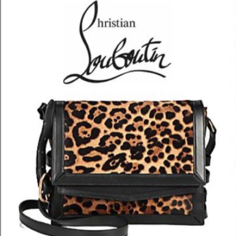 Christian Louboutin Farida Leopard Calf Hair & Leather Messenger Crossbody Bag - Picture 1 of 13